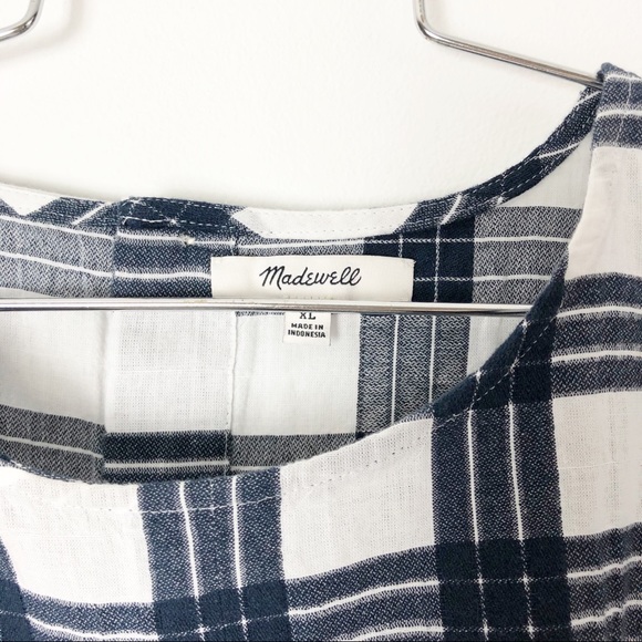 NWOT Madewell blue plaid cotton shirt tie front - Picture 6 of 8